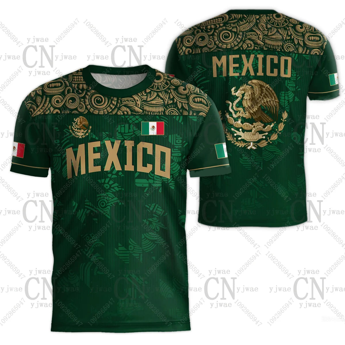 2026 Mexico Soccer Jerseys Flag Print Sportswear Short Sleeved Outdoor Quick Drying Training Tee Summer Children'S Adult T-Shirt