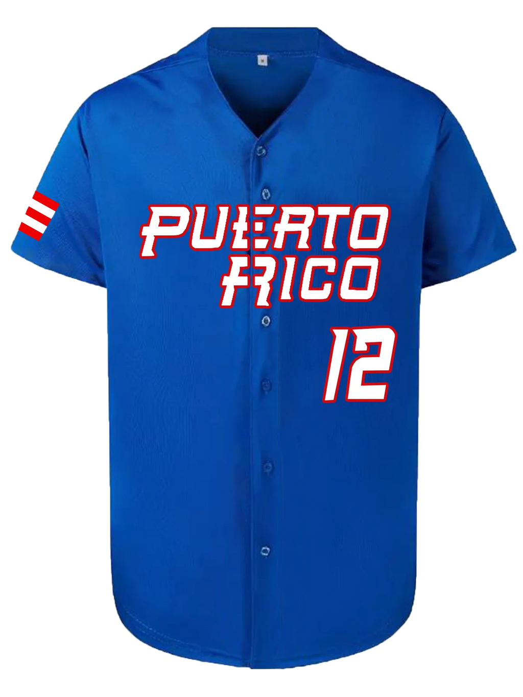 Men's Baseball Jersey Puerto Rico #12 Sewing Embroidery Sports Uniforms Outfits Casual Sports Short Sleeves Shirts with Buttons