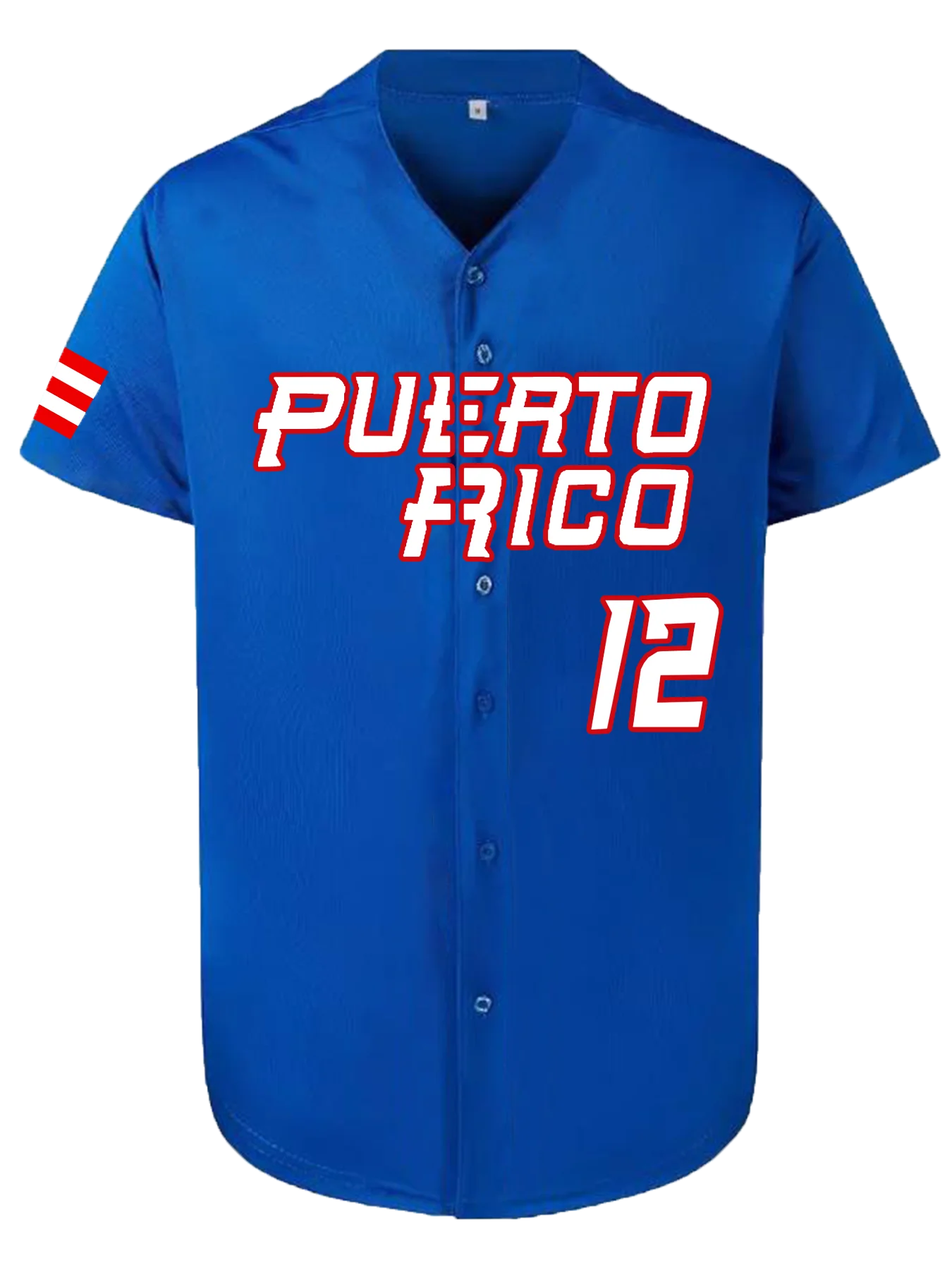 Men's Baseball Jersey Puerto Rico #12 Sewing Embroidery Sports Uniforms Outfits Casual Sports Short Sleeves Shirts with Buttons