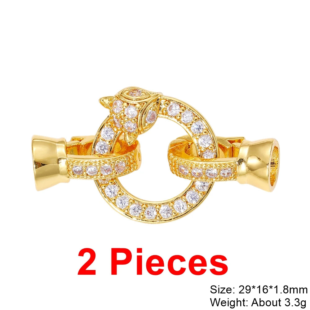 Juya 18K Real Gold Plated Snake Connector Fastener Hook Clasps Accessories For DIY Needlework Cuba Chains Pearls Jewelry Making