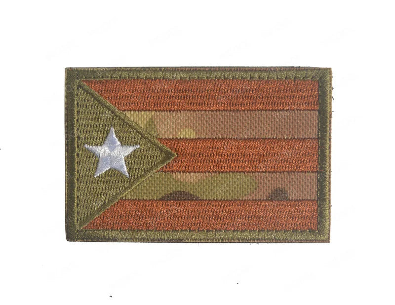Puerto Rico Flag Infrared Reflective Patches Nylon Flags Blue Line Stickers Appliqued Embroidered Patches For Clothing Hook Loop