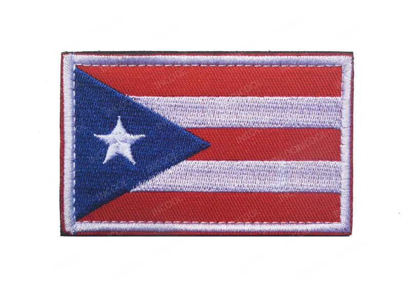 Puerto Rico Flag Infrared Reflective Patches Nylon Flags Blue Line Stickers Appliqued Embroidered Patches For Clothing Hook Loop