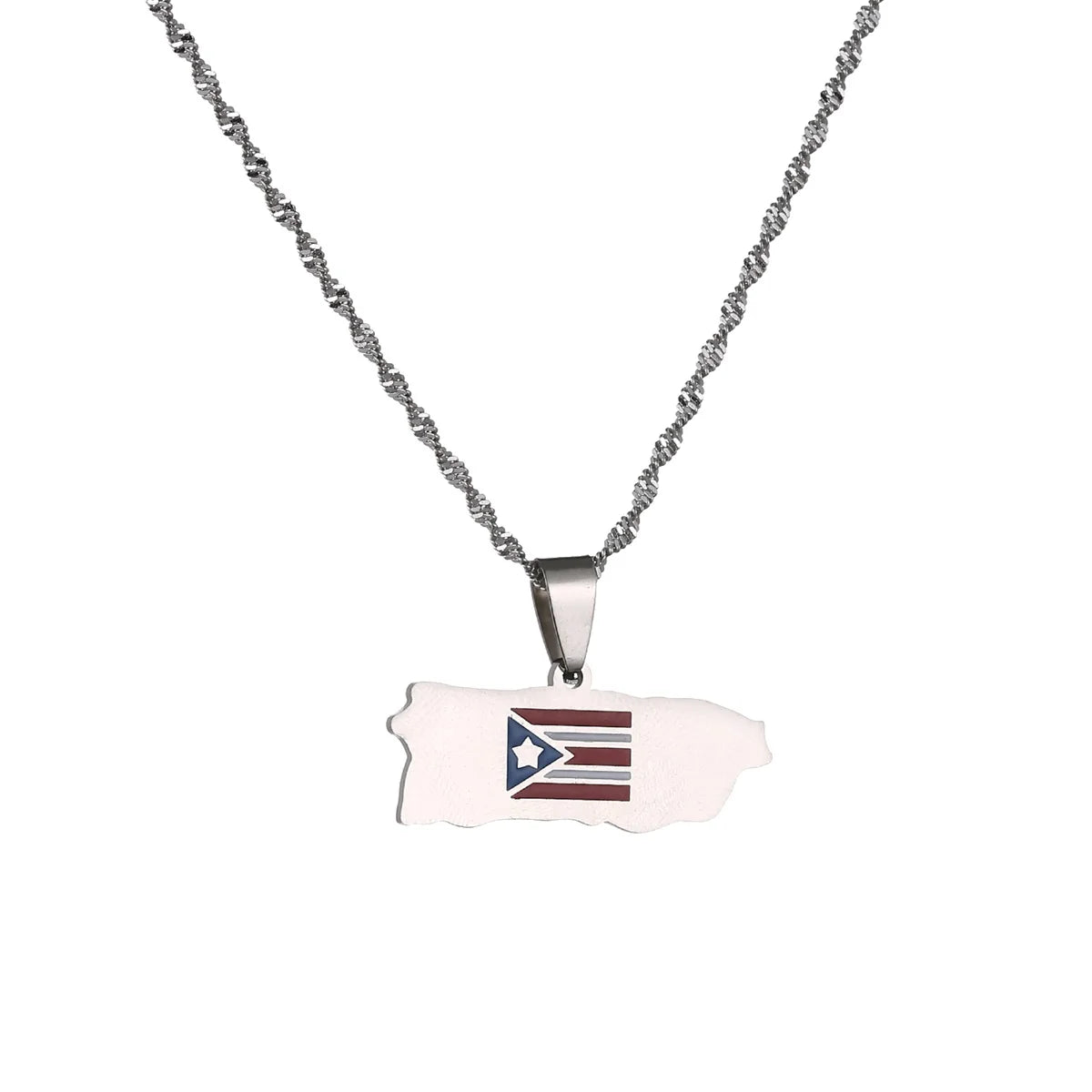 Stainless Steel Puerto Rico Map Flag Pendant Necklaces for Women Men Gold Color PR Puerto Ricans Jewelry Gift Accessories
