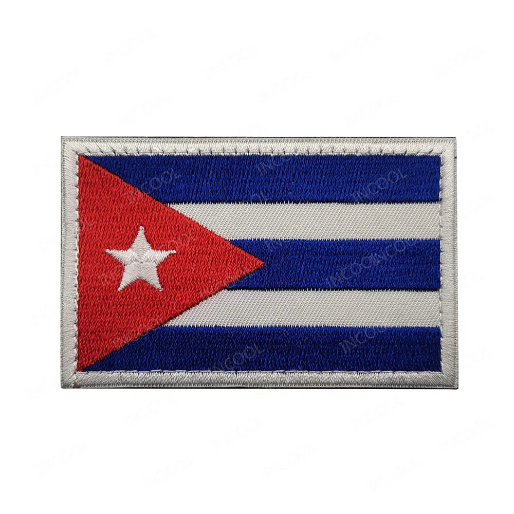 Puerto Rico Flag Infrared Reflective Patches Nylon Flags Blue Line Stickers Appliqued Embroidered Patches For Clothing Hook Loop