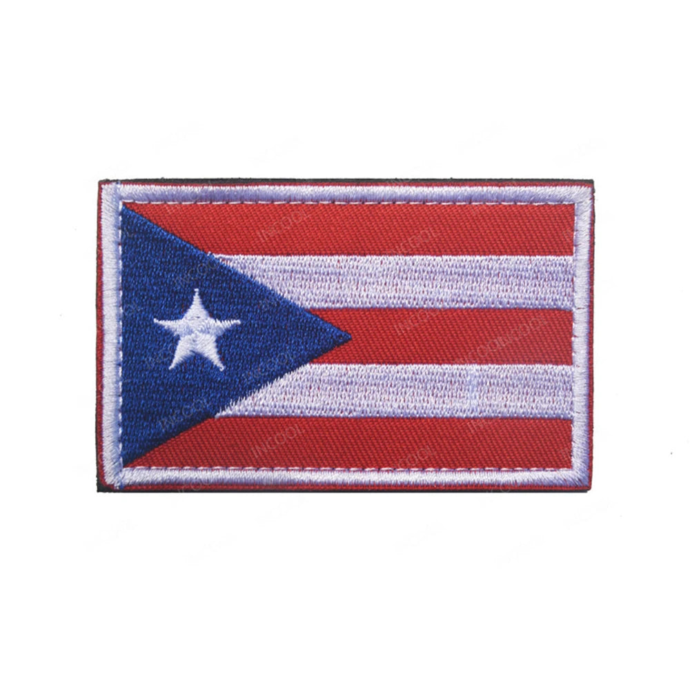 Puerto Rico Flag Infrared Reflective Patches Nylon Flags Blue Line Stickers Appliqued Embroidered Patches For Clothing Hook Loop