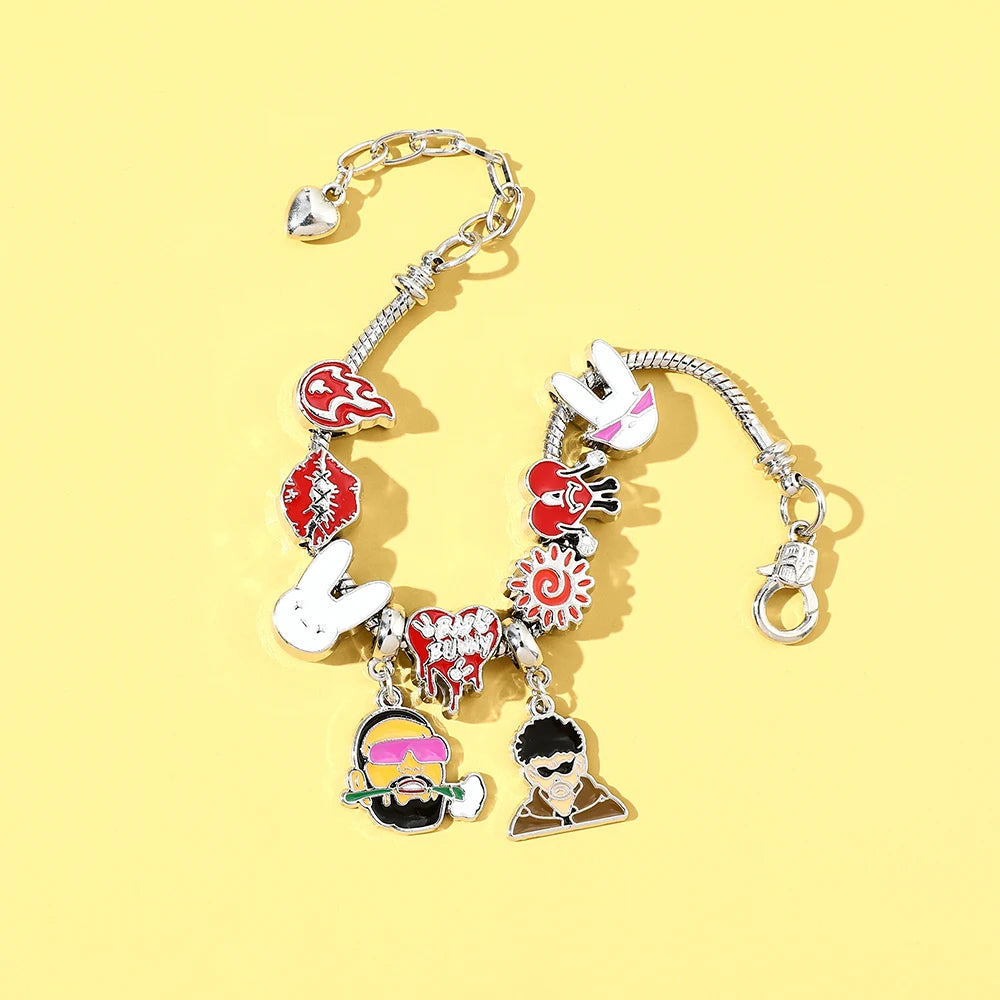 Hot Puerto Rican Singer Bad Bunny Bracelet Cute Bracelet Accessories Punk Gothic Metal Bangles Wristbands Jewelry For Fans Gift