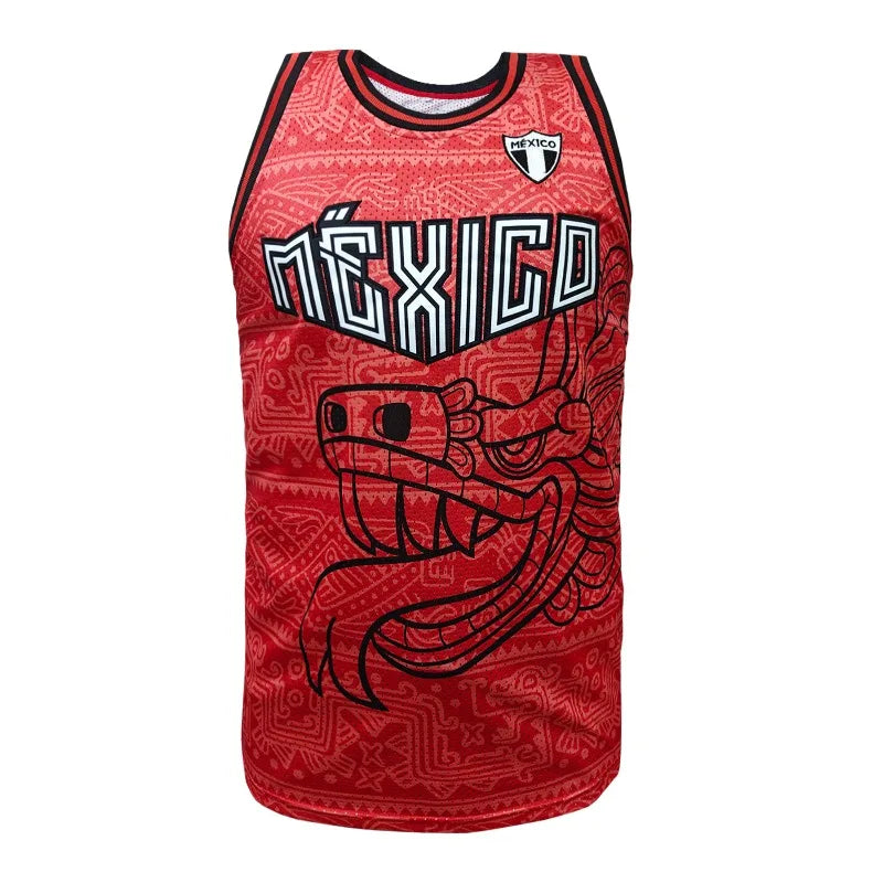 Retro Fashion Mexico Basketball Uniform Unisex Summer Basketball Sleeveless Jersey T shirt Mexican Basketball Uniform Tank Top