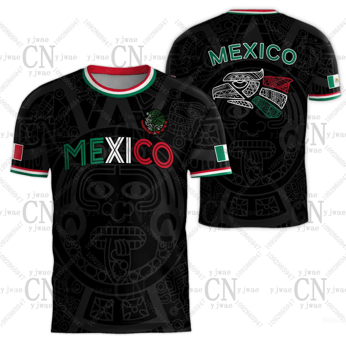 2026 Mexico Soccer Jerseys Flag Print Sportswear Short Sleeved Outdoor Quick Drying Training Tee Summer Children'S Adult T-Shirt