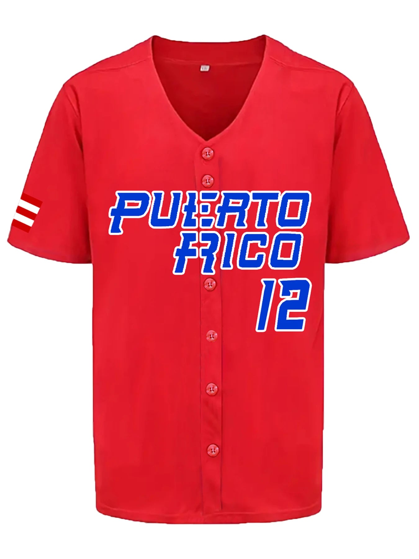 Men's Baseball Jersey Puerto Rico #12 Sewing Embroidery Sports Uniforms Outfits Casual Sports Short Sleeves Shirts with Buttons