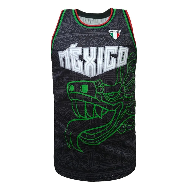 Retro Fashion Mexico Basketball Uniform Unisex Summer Basketball Sleeveless Jersey T shirt Mexican Basketball Uniform Tank Top