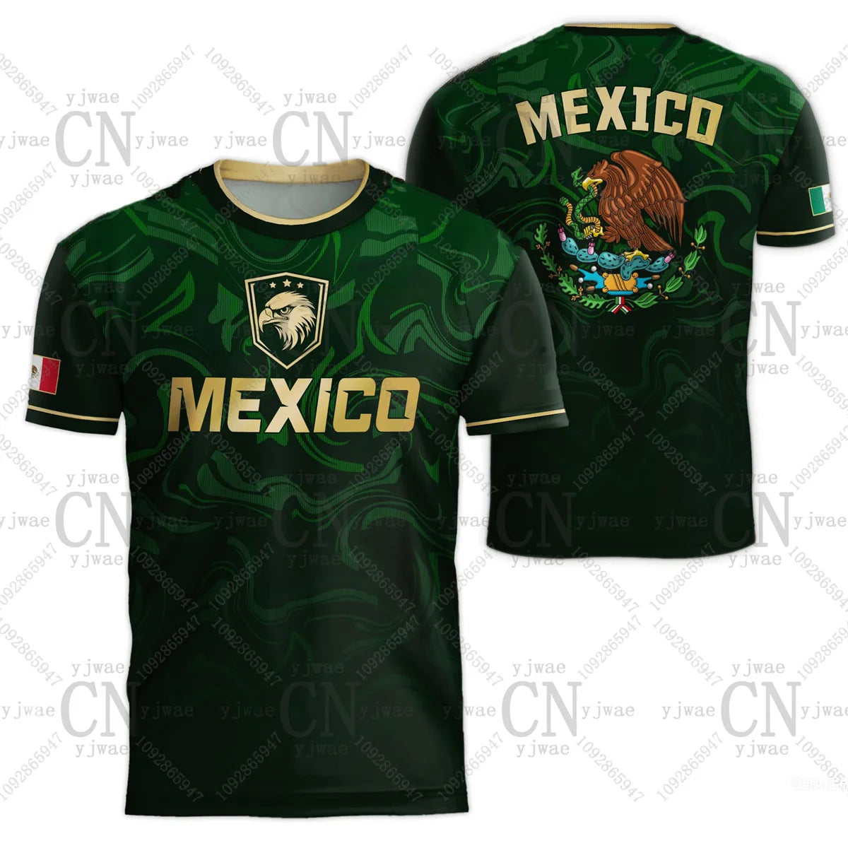 2026 Mexico Soccer Jerseys Flag Print Sportswear Short Sleeved Outdoor Quick Drying Training Tee Summer Children'S Adult T-Shirt