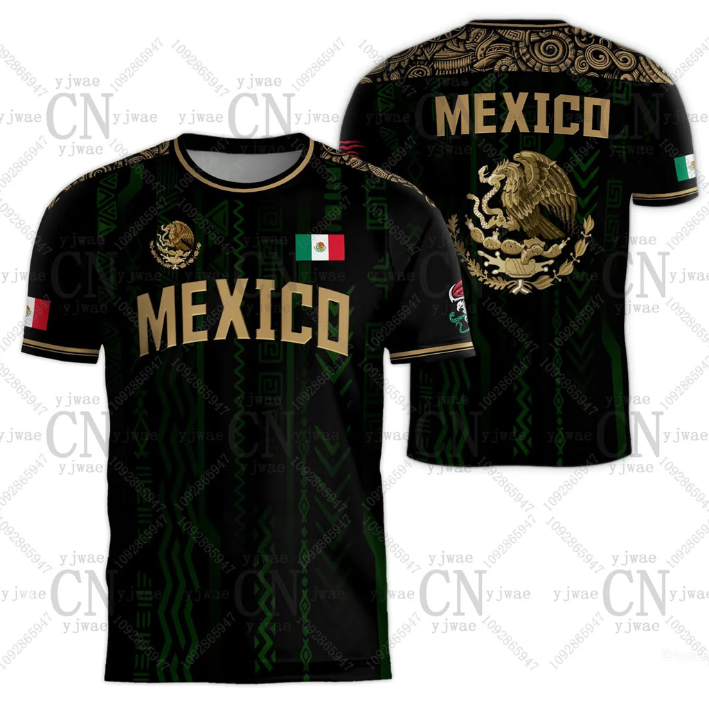 2026 Mexico Soccer Jerseys Flag Print Sportswear Short Sleeved Outdoor Quick Drying Training Tee Summer Children'S Adult T-Shirt